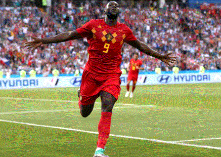 Romelu Lukaku célébrant un but sous le maillot de la Belgique 