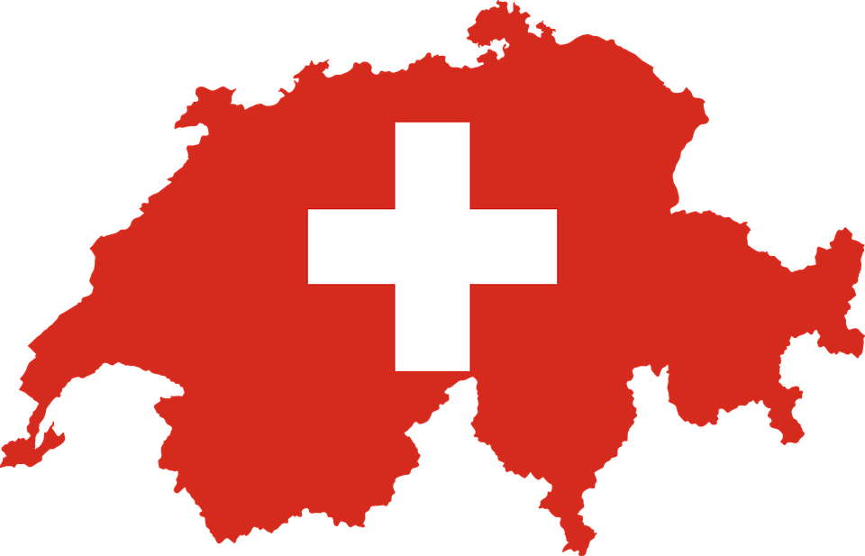 Photo de la Suisse aux couleurs du drapeau national